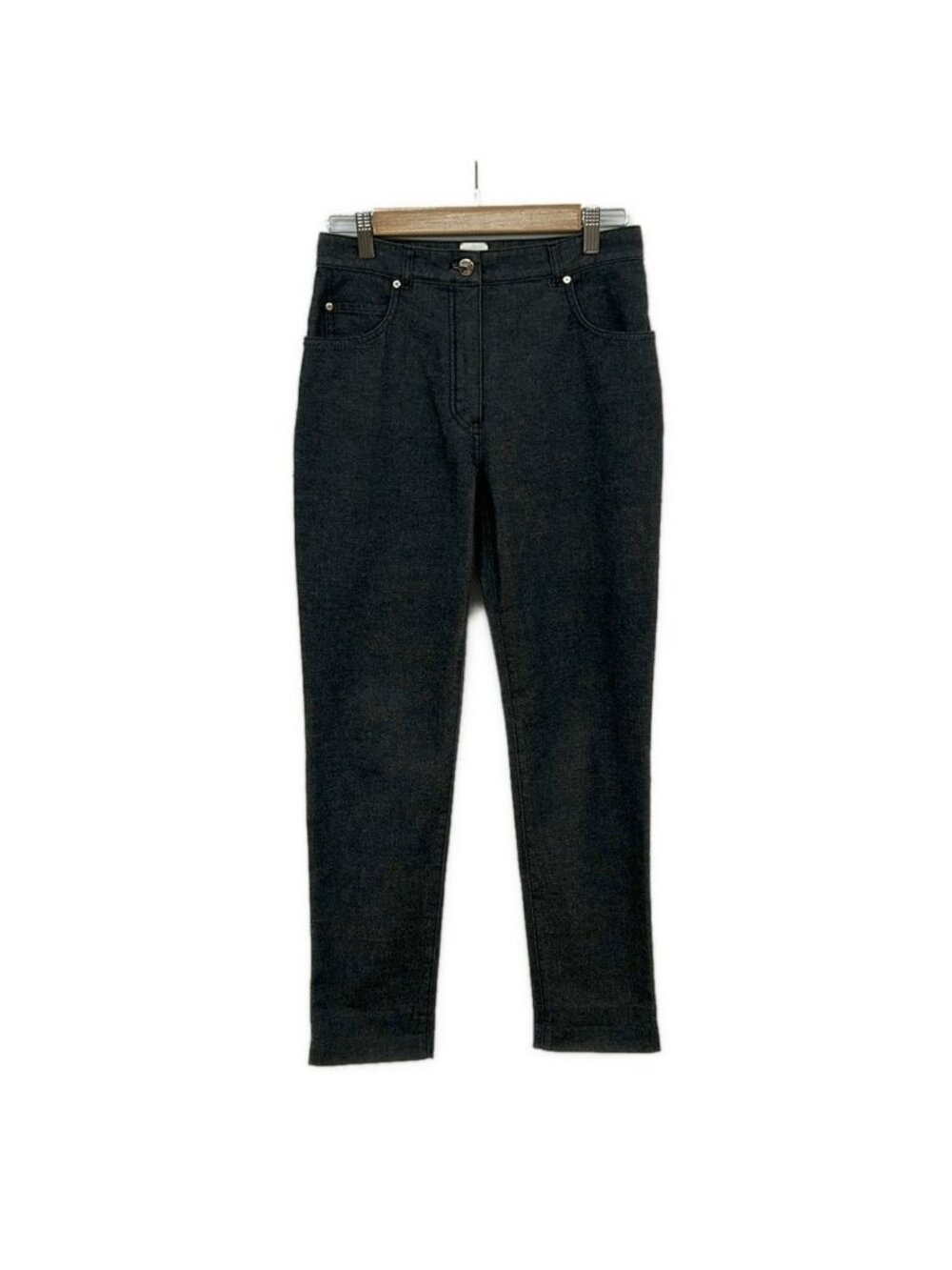 Hermes Jeans S Dark Gray Sellier Buttons Logo Leather Patch 36